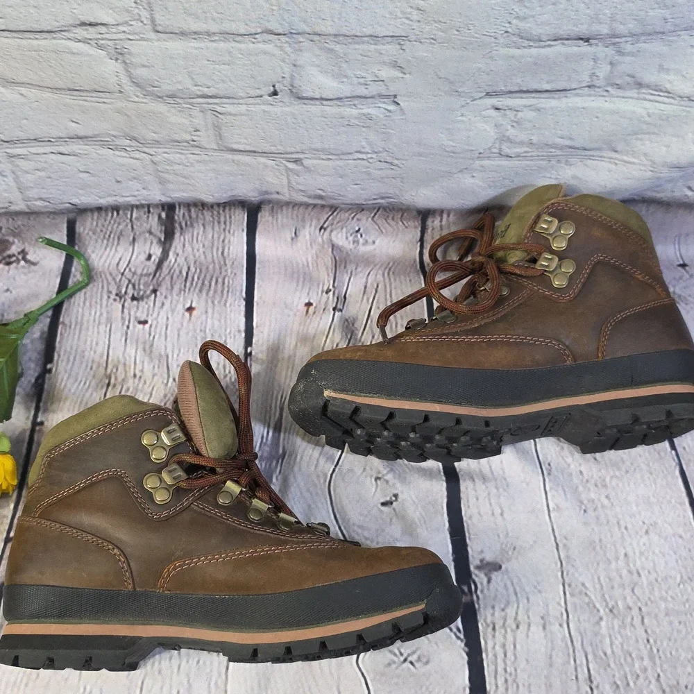 Timberland Euro Hiker Women's Boots Olive and Brown Sz 7 - Picture 9 of 13